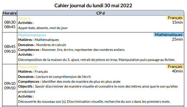 Cahier Journal En Ligne Numerique Enseignant Teetsh
