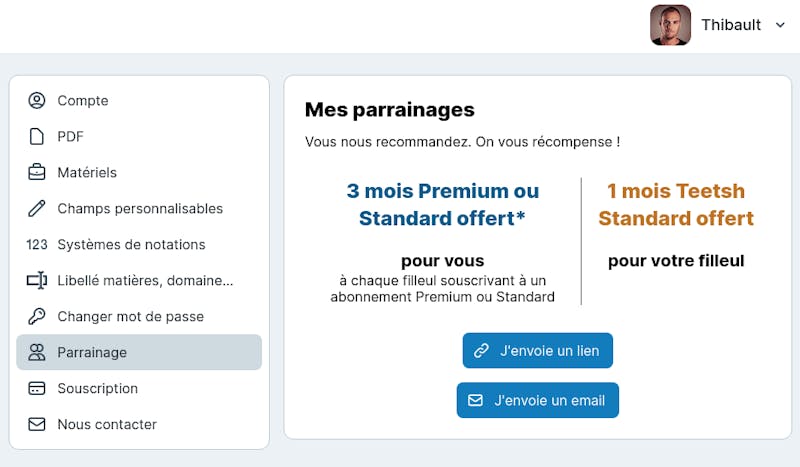 Ecran parrainage